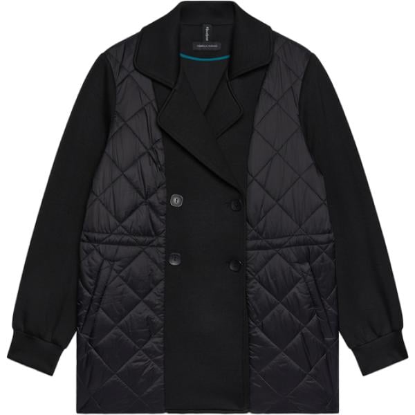 Cappotto da donna doppiopetto in nero pece collo alto a maniche lunghe con bottoni in viscosa Fiorella Rubino