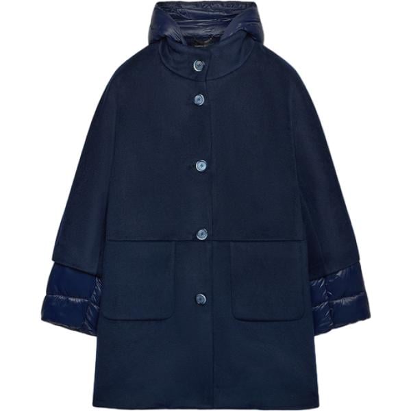 Piumino da donna in blu scuro collo con cappuccio con zip in viscosa Fiorella Rubino Fiorella Rubino