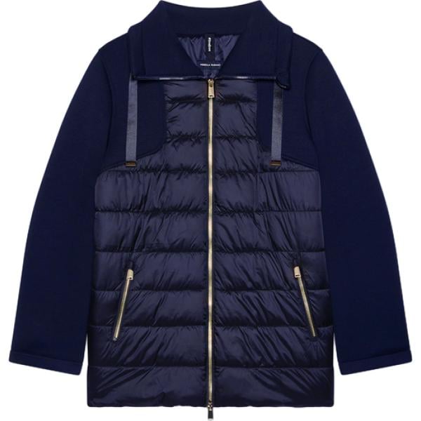 Piumino da donna in blu scuro collo alto con zip in viscosa Fiorella Rubino