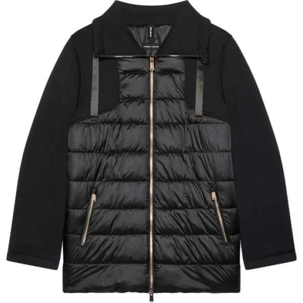 Piumino da donna in nero pece collo alto con zip in viscosa Fiorella Rubino