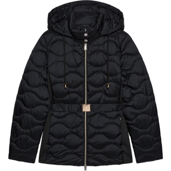 Piumino da donna in nero pece collo con cappuccio con zip Fiorella Rubino Fiorella Rubino