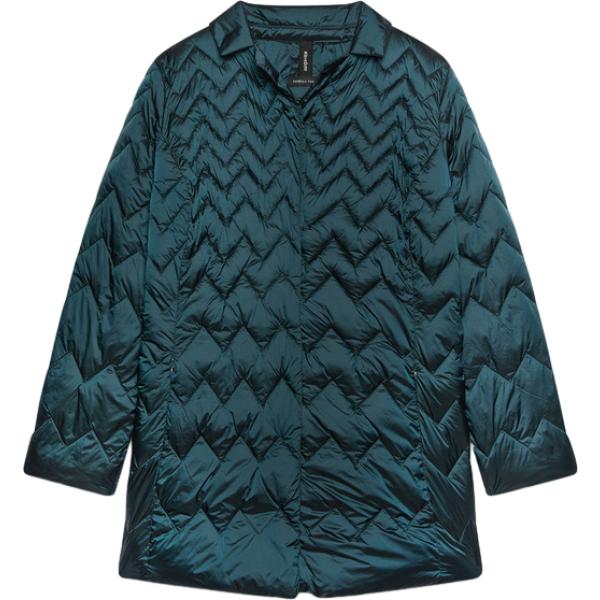 Piumino da donna in verde scuro lungo con bottoni Fiorella Rubino