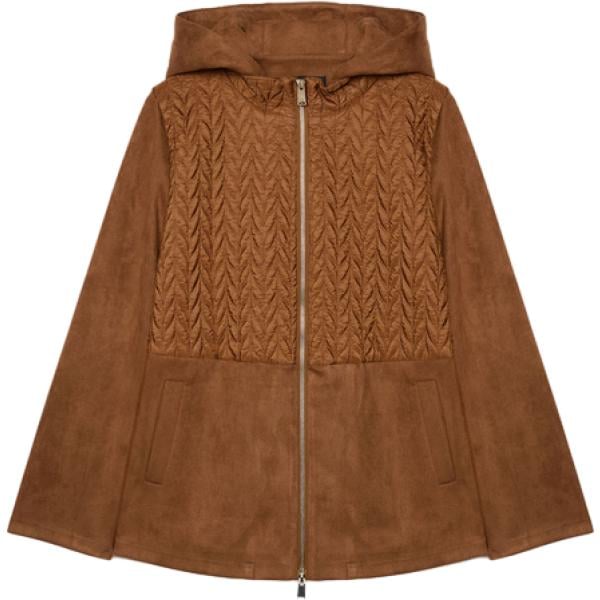 Giacca da donna in marrone scuro collo con cappuccio con zip in poliestere Fiorella Rubino Fiorella Rubino