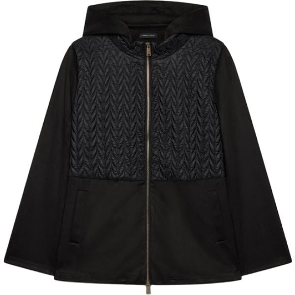 Giacca da donna in nero pece collo con cappuccio con zip in poliestere Fiorella Rubino