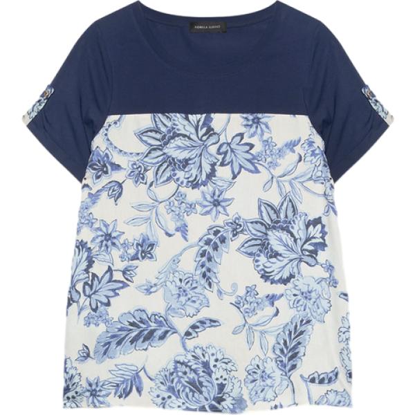 t-shirt Fiorella Rubino blu a fiori