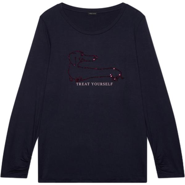 t-shirt Fiorella Rubino blu con stampe