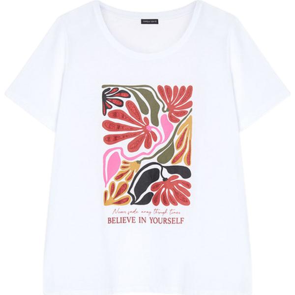 t-shirt Fiorella Rubino bianco con stampe