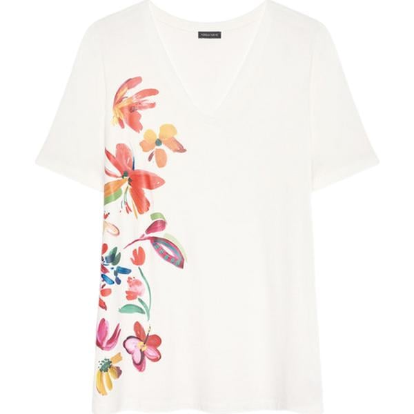 t-shirt Fiorella Rubino bianco a fiori