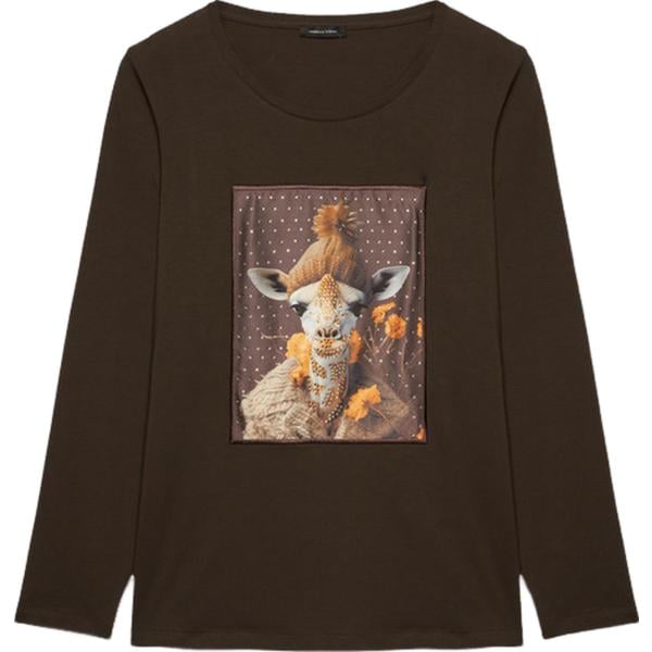t-shirt Fiorella Rubino marrone con stampe