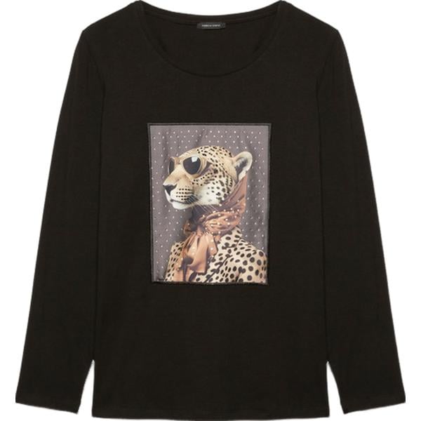 t-shirt Fiorella Rubino nero con stampe
