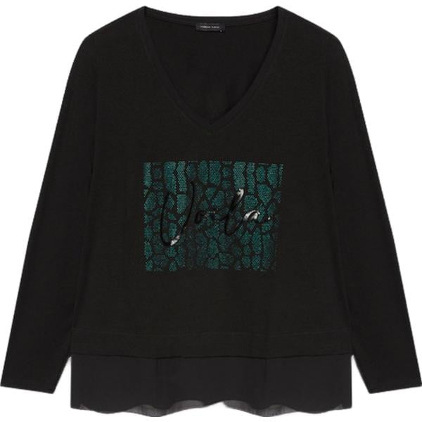 t-shirt Fiorella Rubino nero animalier