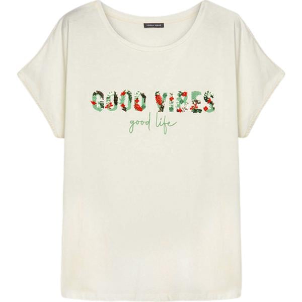 t-shirt Fiorella Rubino bianco con stampe