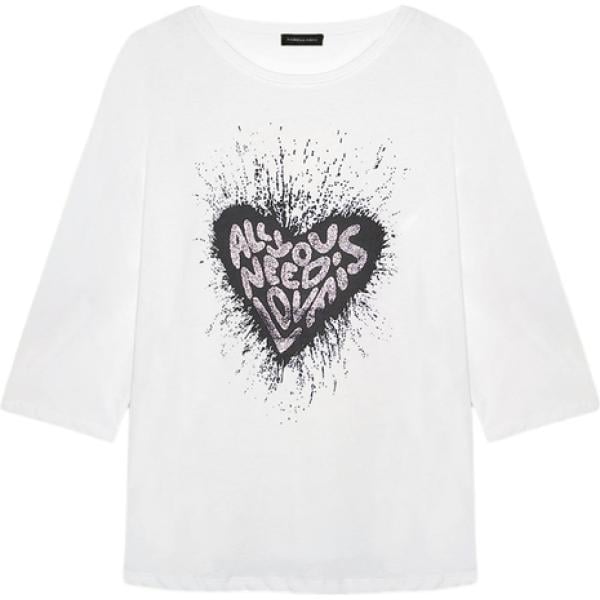 t-shirt Fiorella Rubino bianco con stampe