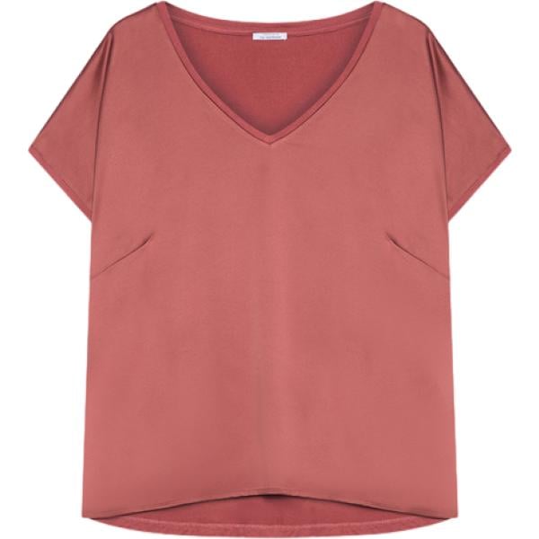 blusa da donna in rosa scuro collo a v a maniche corte in viscosa Fiorella Rubino