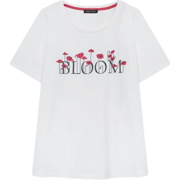 t-shirt Fiorella Rubino bianco con stampe