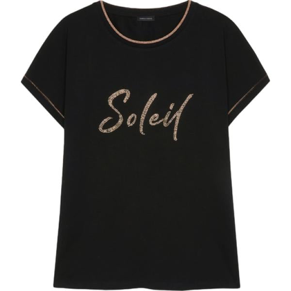 t-shirt Fiorella Rubino nero con stampe