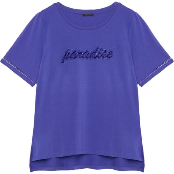 t-shirt Fiorella Rubino blu con stampe