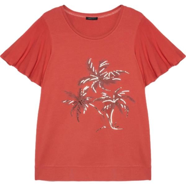 t-shirt Fiorella Rubino rosso con stampe