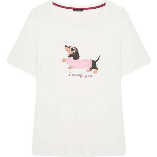 t-shirt Fiorella Rubino bianco con stampe