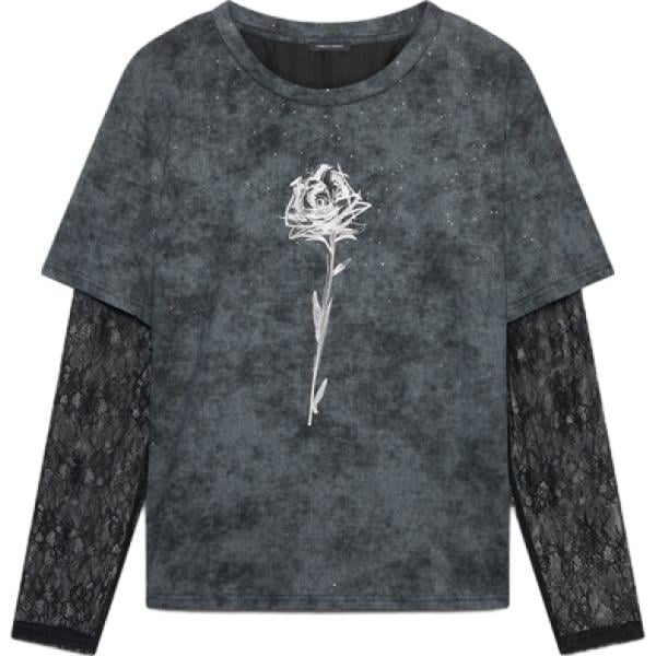 t-shirt Fiorella Rubino nero con stampe
