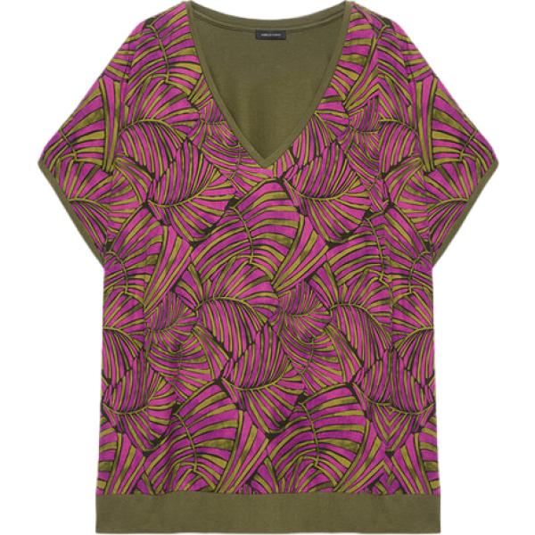 t-shirt Fiorella Rubino verde con stampe