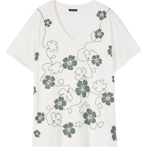 t-shirt Fiorella Rubino bianco a fiori