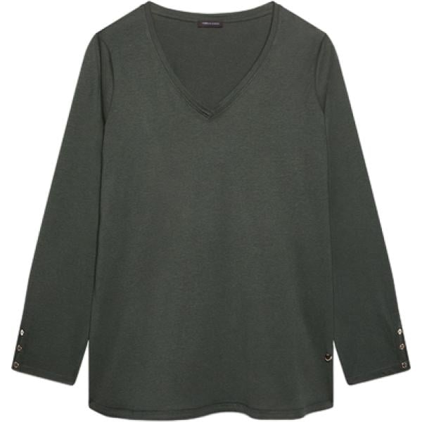 T-shirt da donna in grigio scuro collo a v a maniche lunghe Fiorella Rubino Fiorella Rubino