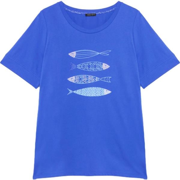 t-shirt Fiorella Rubino blu con stampe