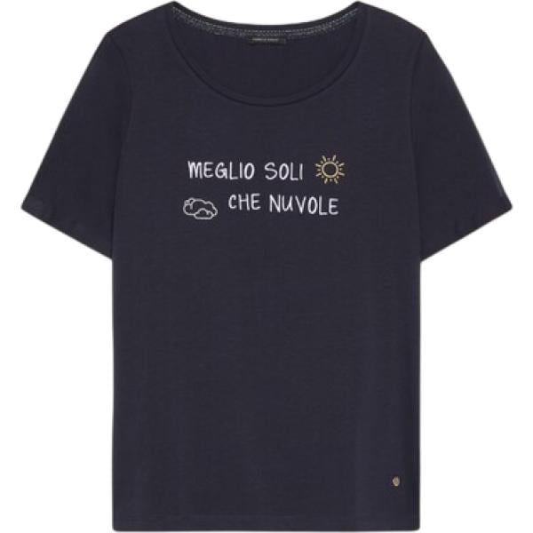 t-shirt Fiorella Rubino blu con stampe