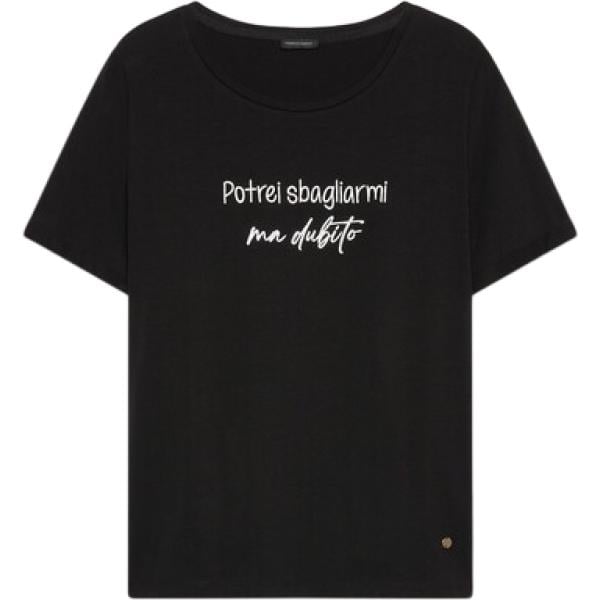 t-shirt Fiorella Rubino nero con stampe