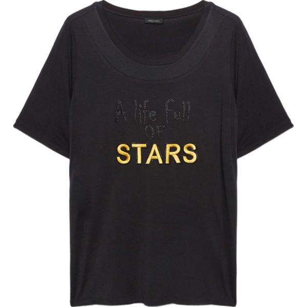 t-shirt Fiorella Rubino nero con stampe