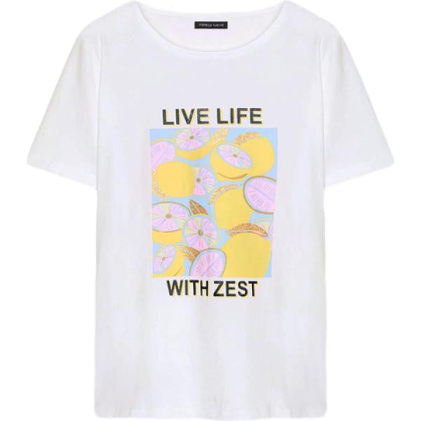 t-shirt Fiorella Rubino bianco con stampe