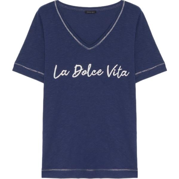 t-shirt Fiorella Rubino blu con stampe