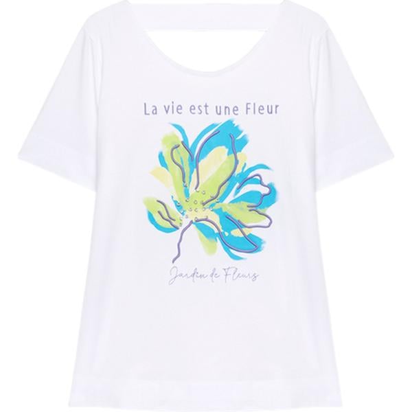 t-shirt Fiorella Rubino bianco con stampe