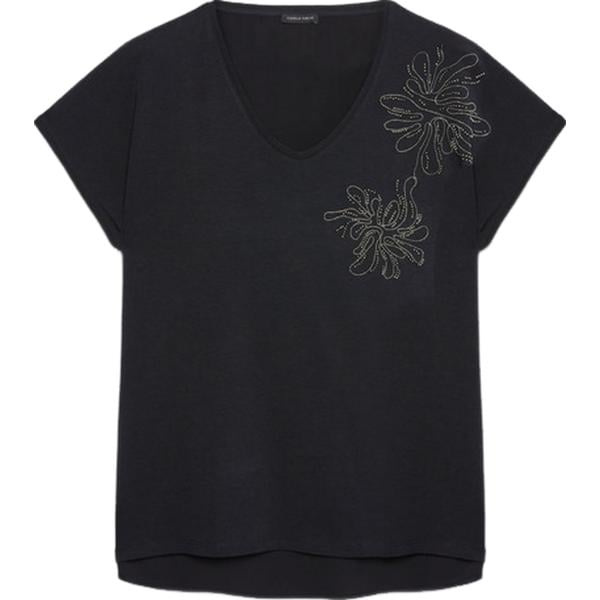 t-shirt Fiorella Rubino nero a fiori