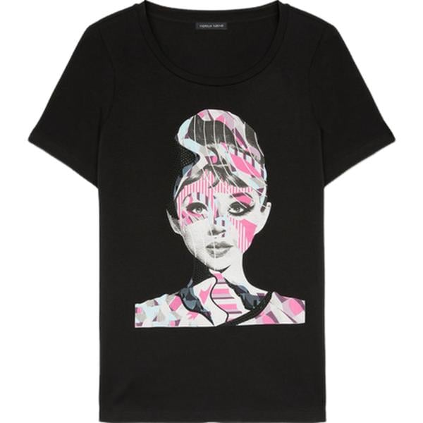 t-shirt Fiorella Rubino nero con stampe