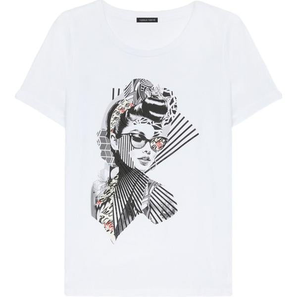 t-shirt Fiorella Rubino bianco con stampe