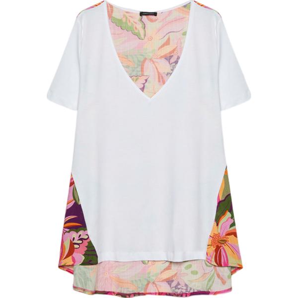 t-shirt Fiorella Rubino bianco a fiori