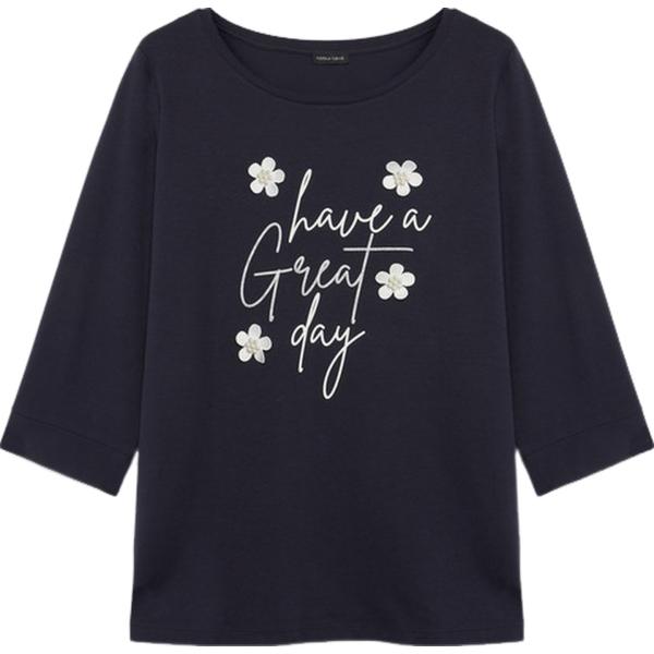 t-shirt Fiorella Rubino nero con stampe