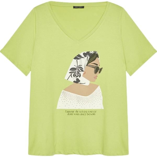 t-shirt Fiorella Rubino verde con stampe