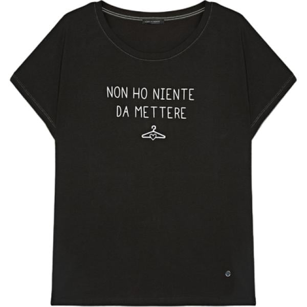 t-shirt Fiorella Rubino nero con stampe