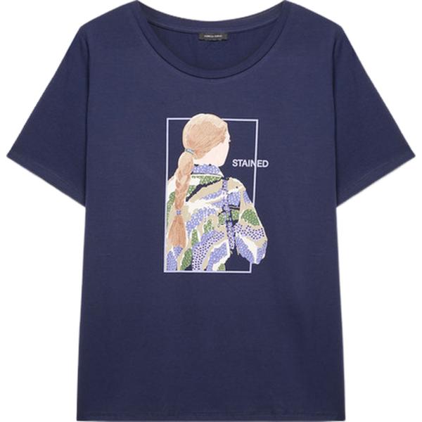 t-shirt Fiorella Rubino blu con stampe