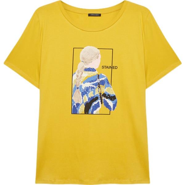t-shirt Fiorella Rubino giallo con stampe
