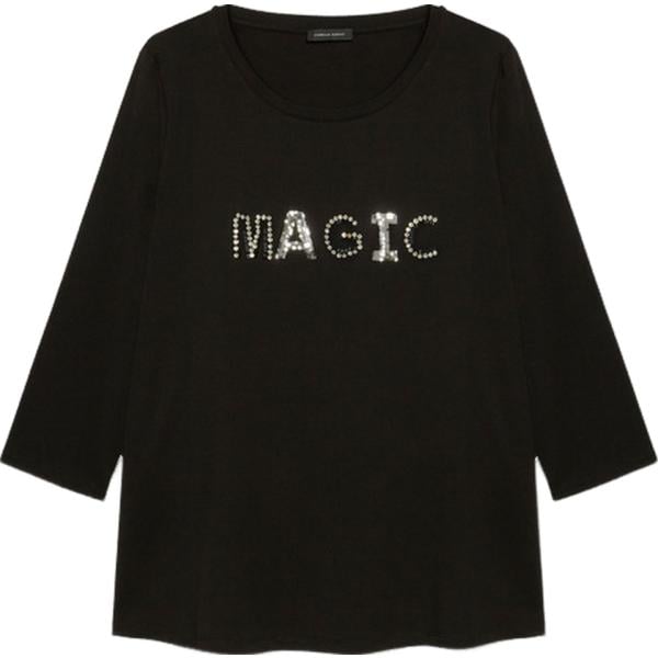 t-shirt Fiorella Rubino nero con stampe