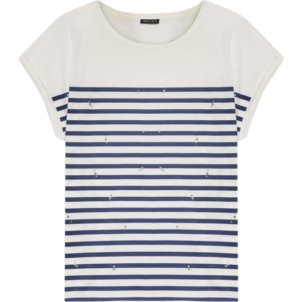 t-shirt Fiorella Rubino bianco a righe