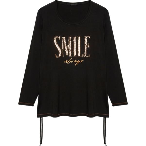 t-shirt Fiorella Rubino nero con stampe
