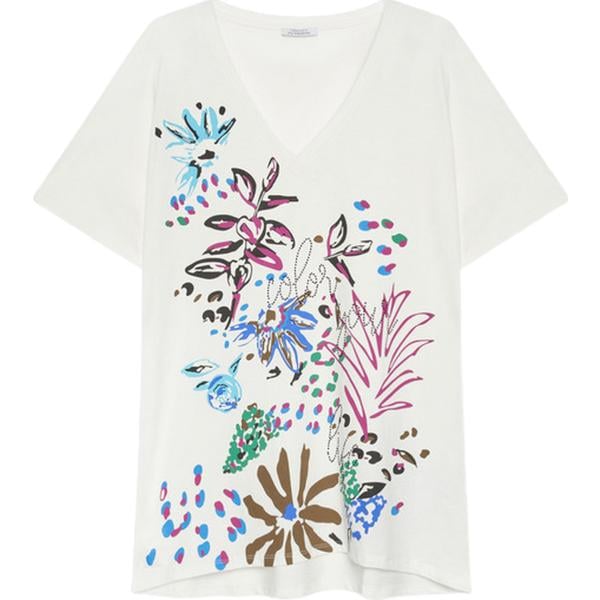 t-shirt Fiorella Rubino bianco con stampe