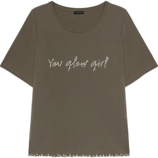 t-shirt Fiorella Rubino marrone con stampe