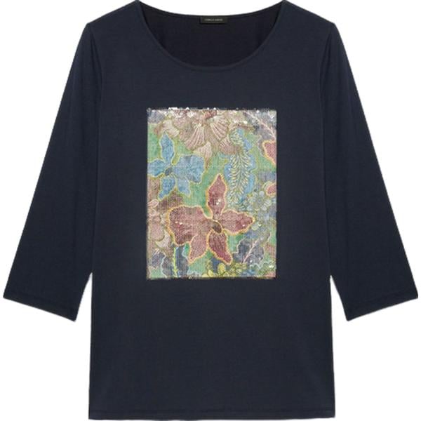 t-shirt Fiorella Rubino blu a fiori