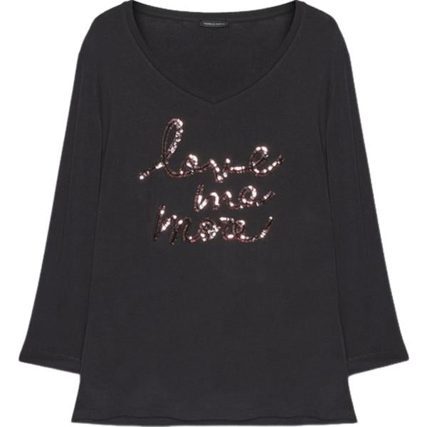 t-shirt Fiorella Rubino nero con stampe